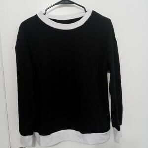 Long Sleeve Black Pullover with white trim